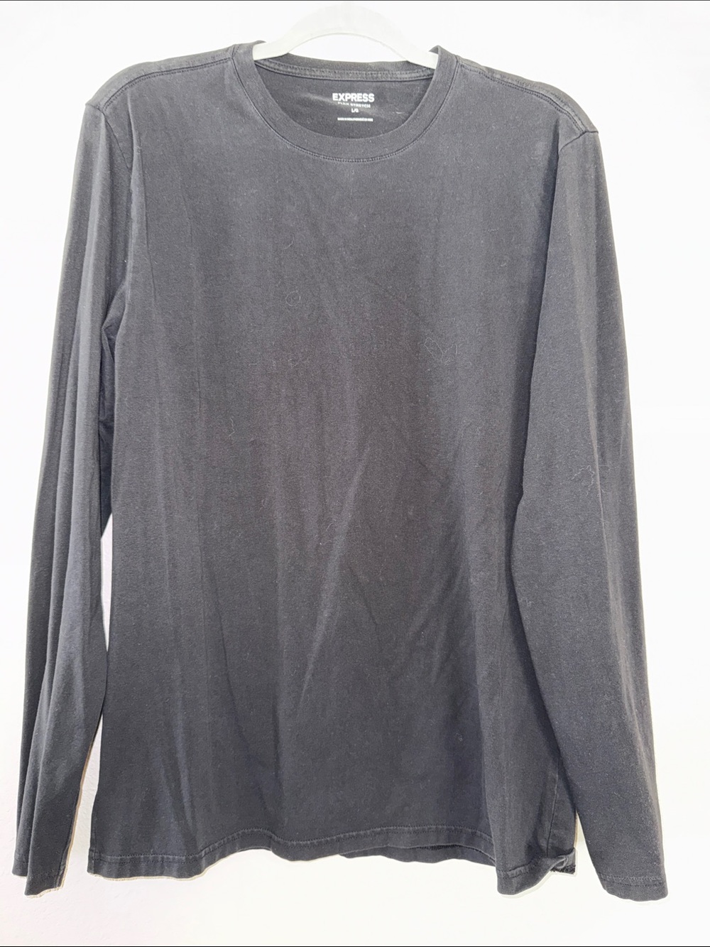 Express Men’s Long Sleeve Crew Neck Flex Stretch T-Shirt - Black Size Large